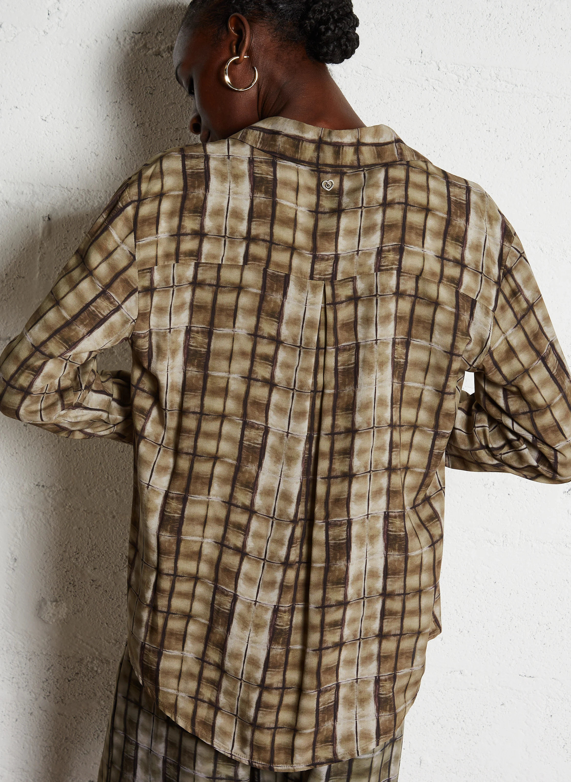 Chemise col classique à carreaux | Vert