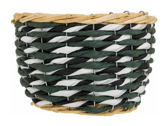 Panier en bois et corde de papier vert D21x13