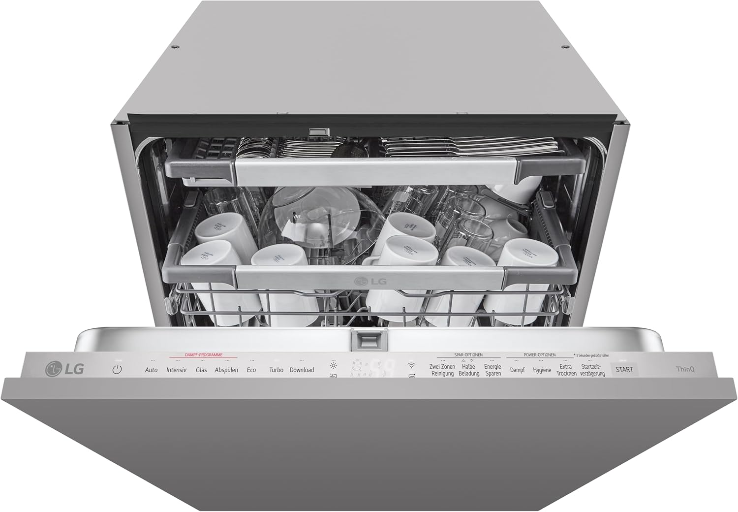 LG DB476TXS Geschirrspüler, 43 dB, Energieklasse A, Dampf, ThinQ, Silber
