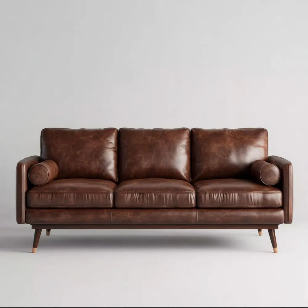 3-Sitzer-Sofa aus Kunstleder 200x85x80 cm – Dunkelbraun – Klassisches