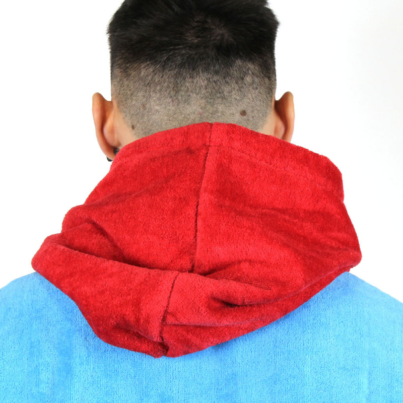 Poncho en velours Howzit rouge/bleu