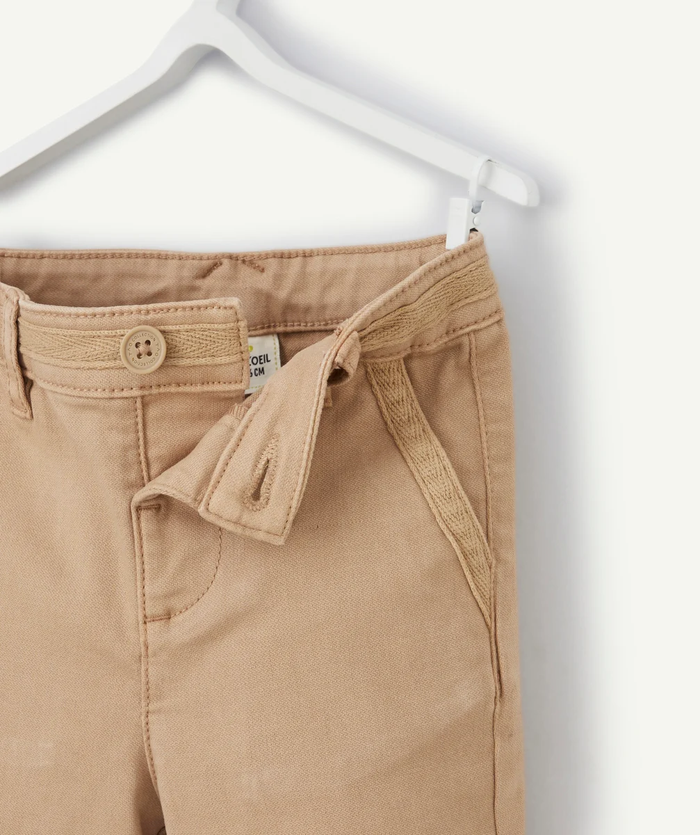 LE BERMUDA DROIT CAMEL EN COTON