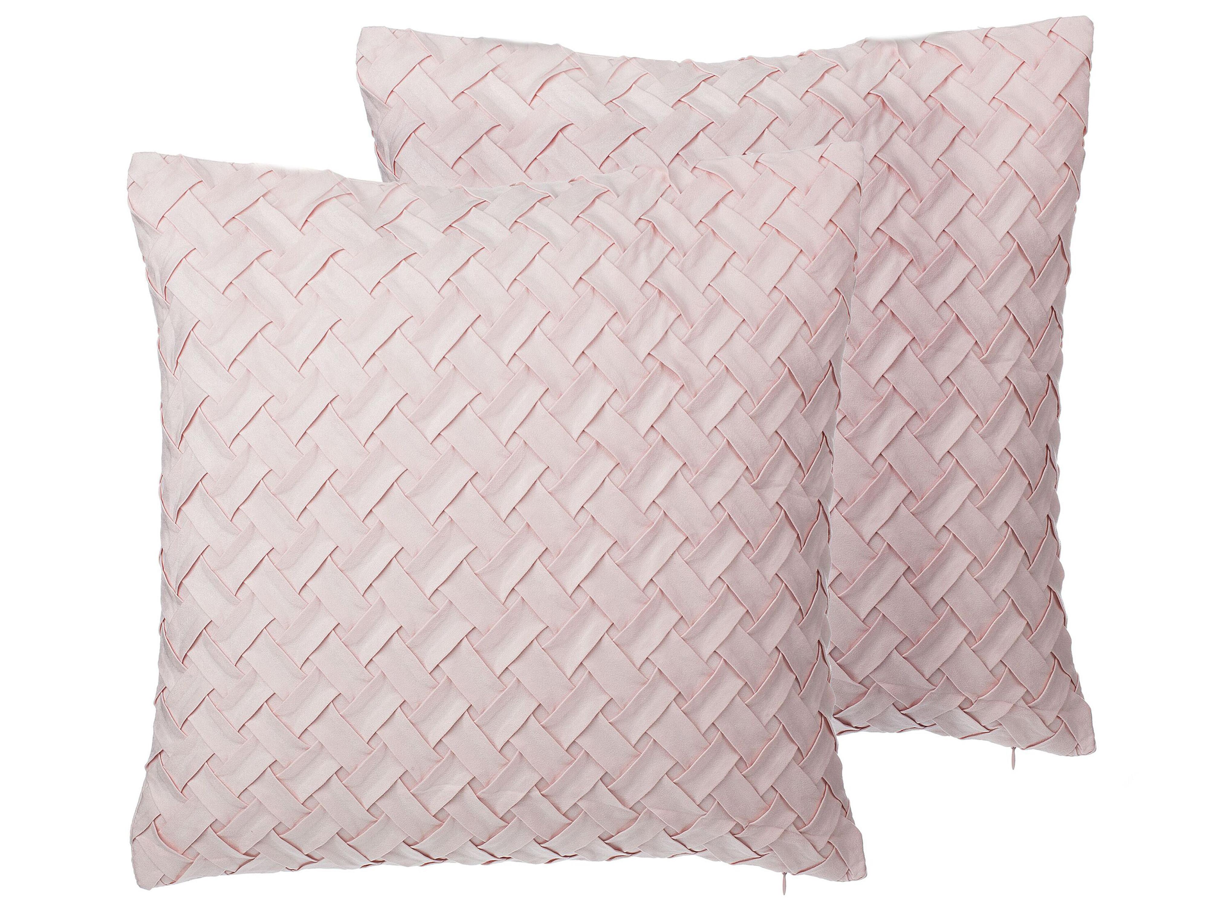Set van 2 sierkussens TITHONIA 45 x 45 cm Roze chevron patroon