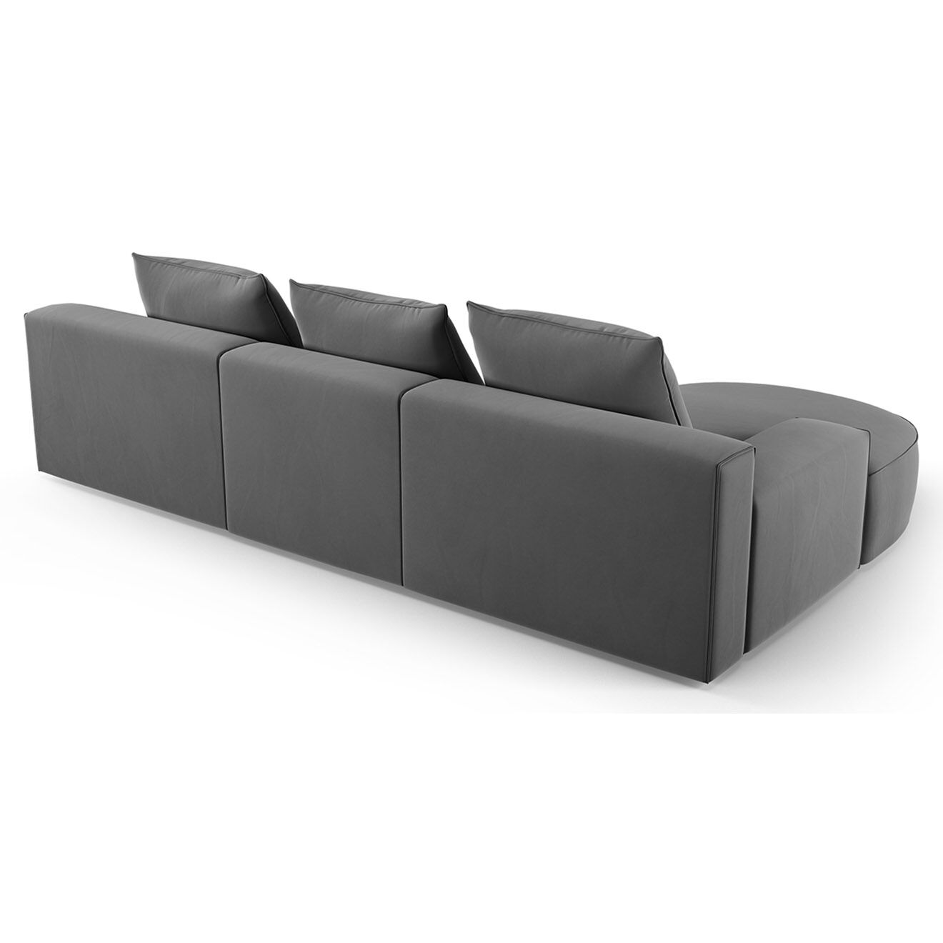 Mazzini Sofas Canapé d'angle gauche arrondi en velours Ivy 5 Places gris foncé - 285x180x89 cm