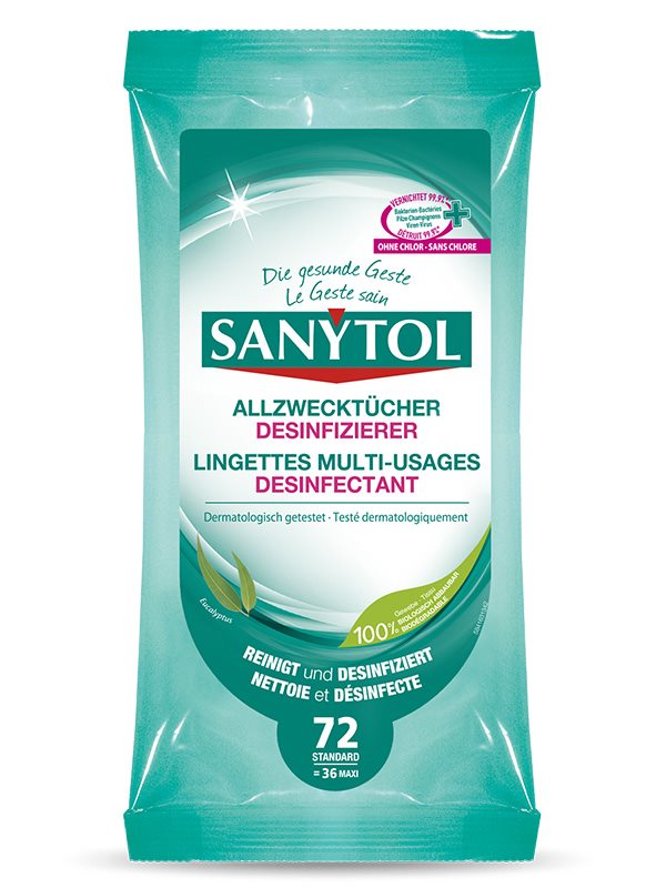 SANYTOL Allzwecktücher<br>72 Stück, Beutel, Desinfizierer