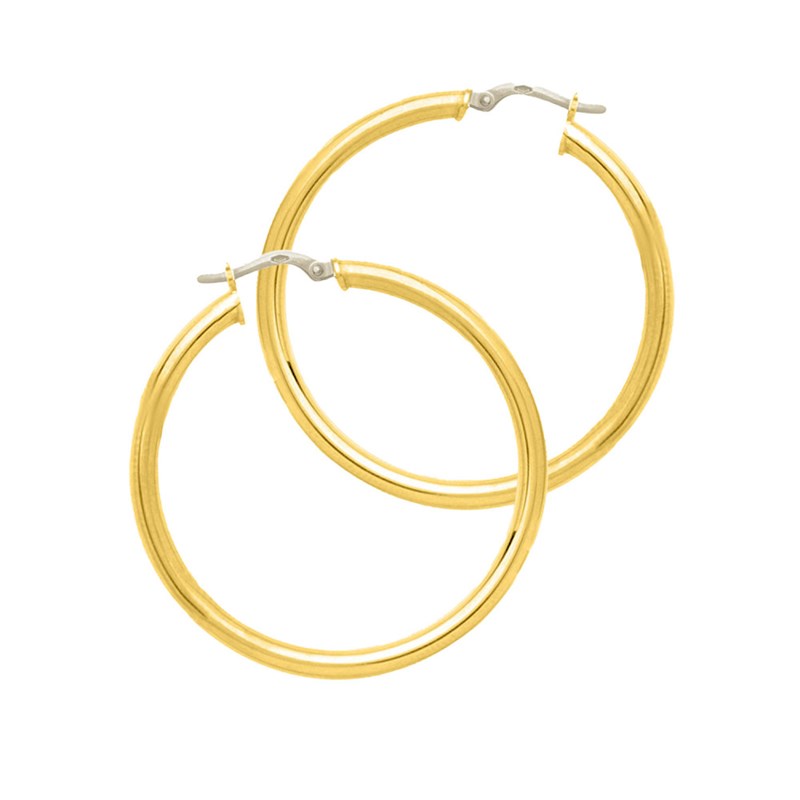 Créoles lisses Femme - Or 18 Carats - Diamètre 35mm