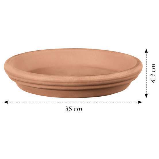Soucoupe imperméable Antica en terre cuite Ø 35,9 x H. 4,3cm