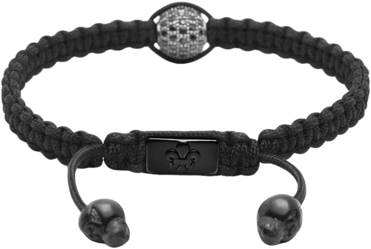Nialaya Men's Black String Bracelet with Black CZ Bead Black