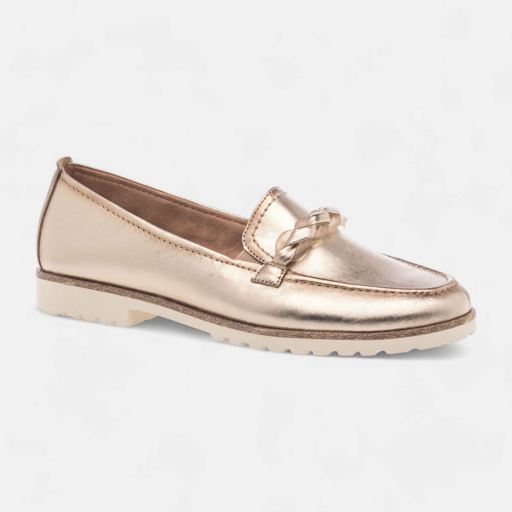 Mocassins Femme en cuir or