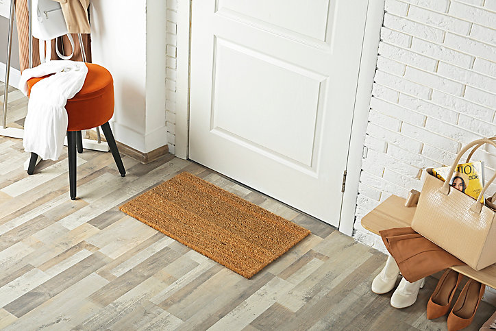 Tapis d'entrée en fibre de coco classique écru blanc L.60 x l.40 x ep.1,5 cm