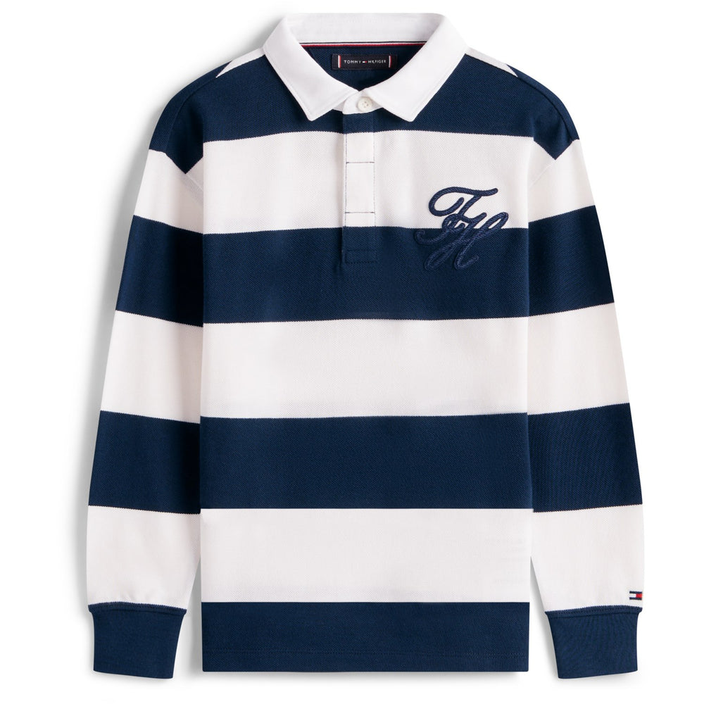 Køb Tommy Hilfiger Dark Night Navy Stripe Th Script Graphic Rugby Polo Ls