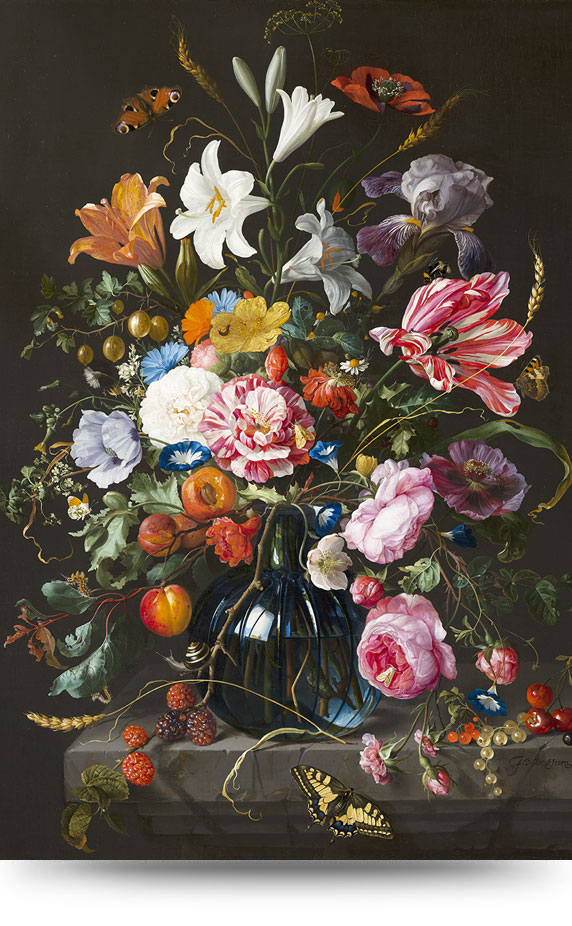 Bloemstillevens uit het Mauritshuis en rijksmuseum - Canvas schilderij 60 x 80 cm