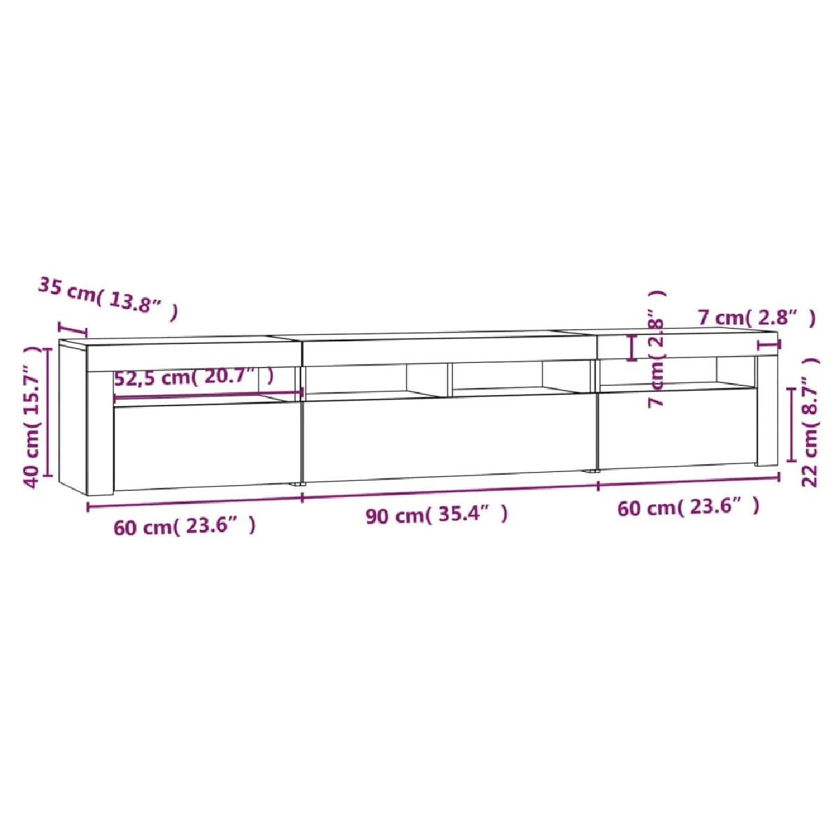 vidaXL Meuble TV LED Chêne sonoma