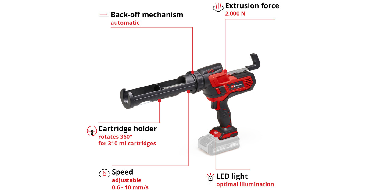 EINHELLAccu Kitpistool Power X-Change TE-SG 18/10 Li - Solo  (Rood/zwart, Accu en oplader niet inbegrepen)