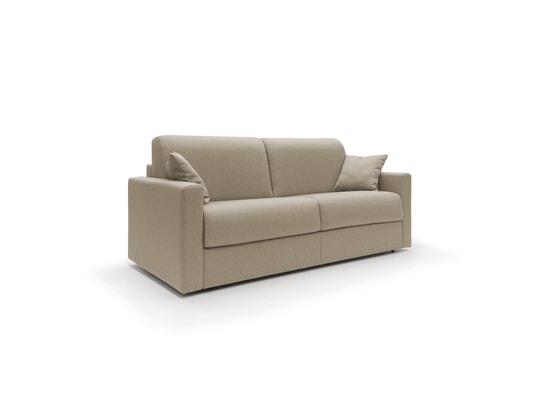 DIVANI.STORE - Canapé lit chris en tissu imperméable beige 3 places maxi