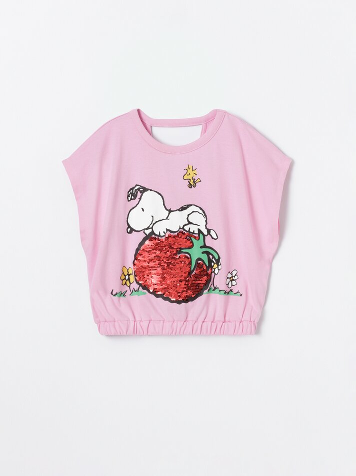 Camiseta Snoopy Peanuts™ com cintura elástica - Rosa