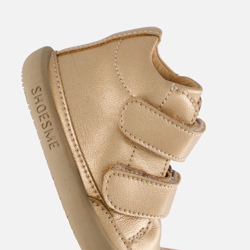 Shoesme leren lopen schoenen met velcro goud