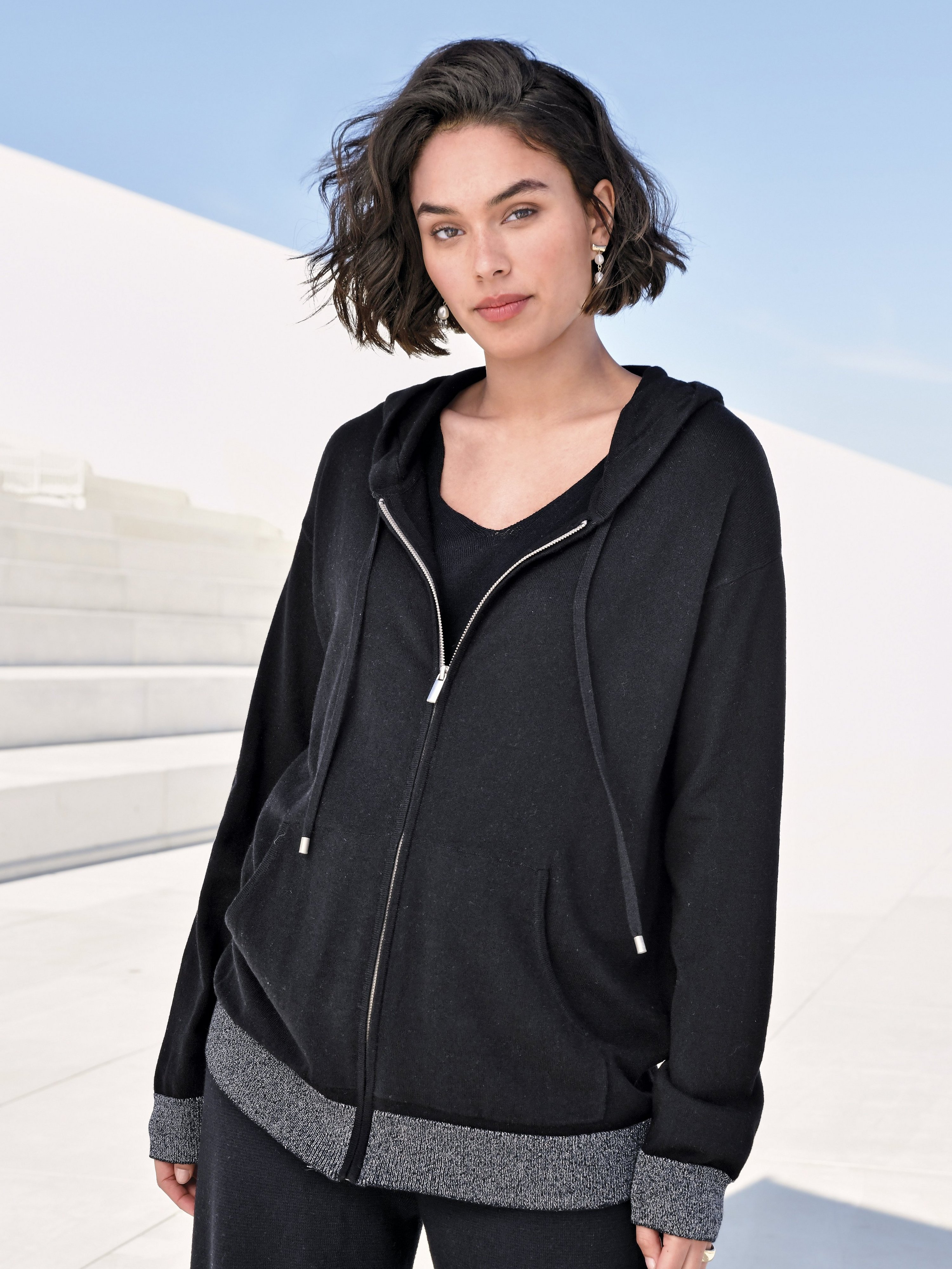 Hoodie-Strickjacke