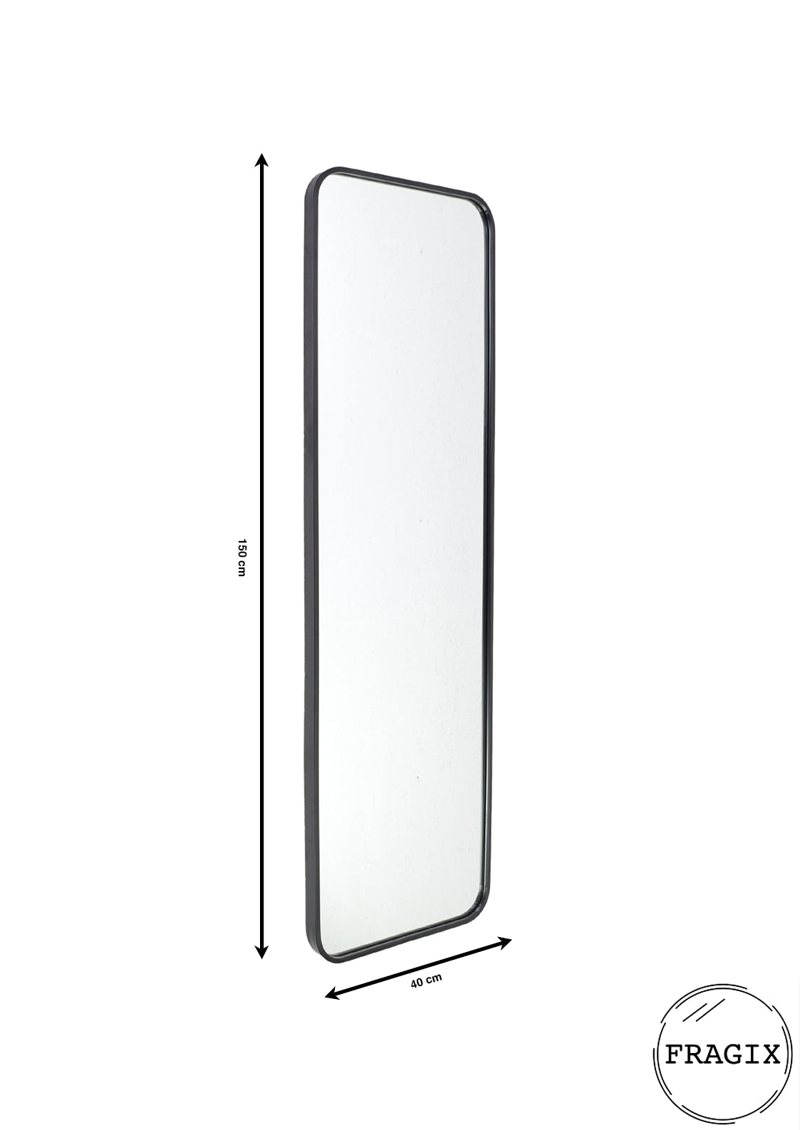 Fragix Boston Passpiegel - Zwart - Metaal - 150x40