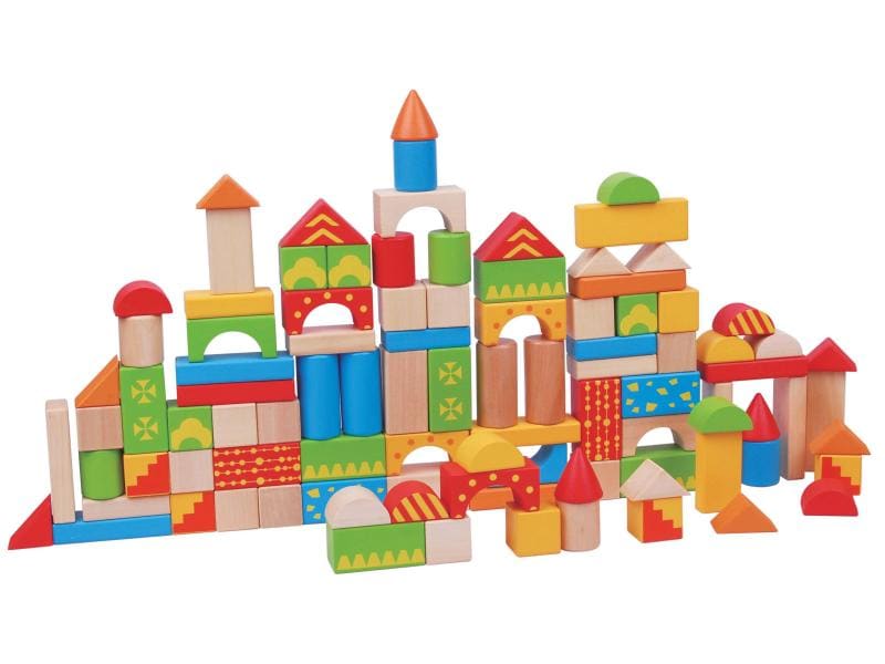 Spielba Holzspielwaren Bauklötze Holzbausteine 100 Stück Holzbausteine-Set