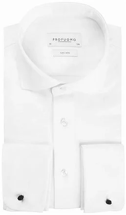 Profuomo Shirt Cutaway Dubbel Manchet Wit PP0H0A025