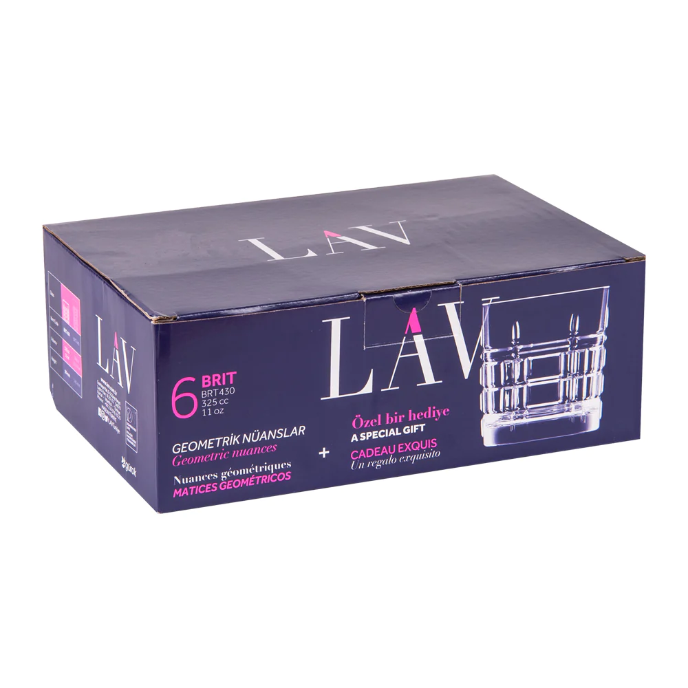 Boîte de 6 gobelets bas whisky Brit 32,5cl LAV