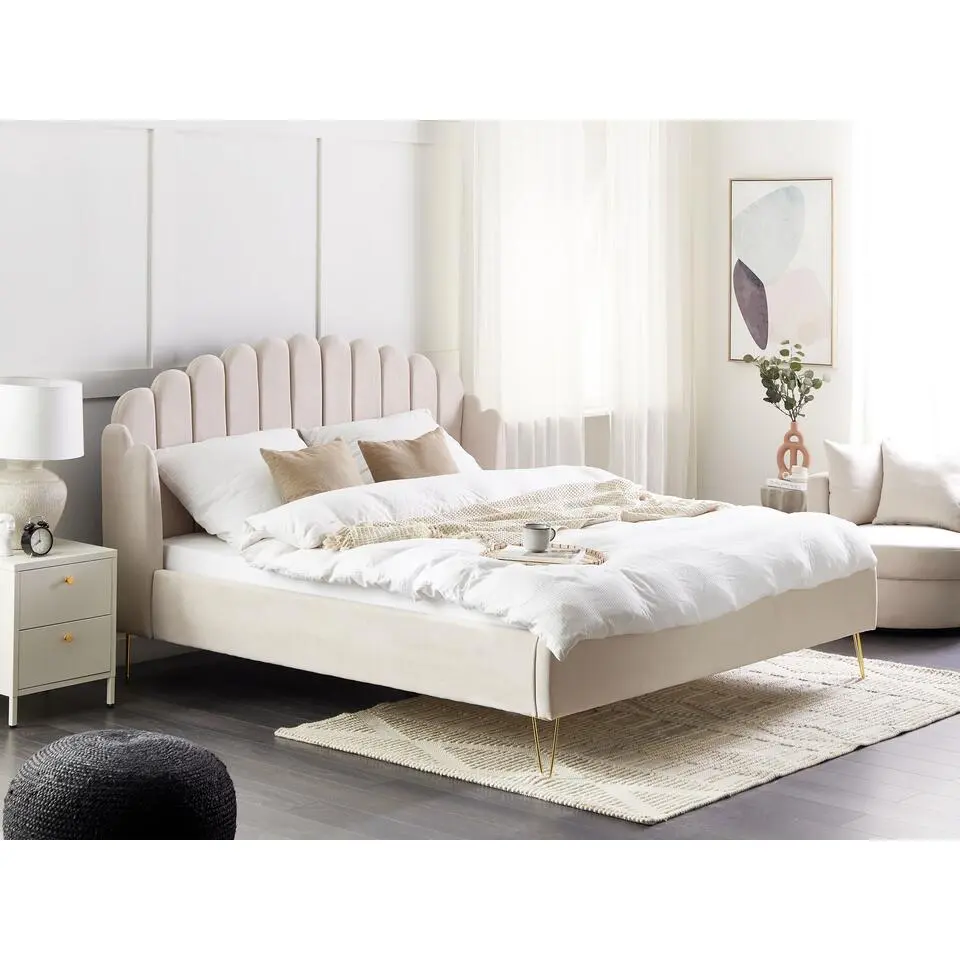AMBILLOU - Bed - Lichtbeige - 180 x 200 cm - Polyester