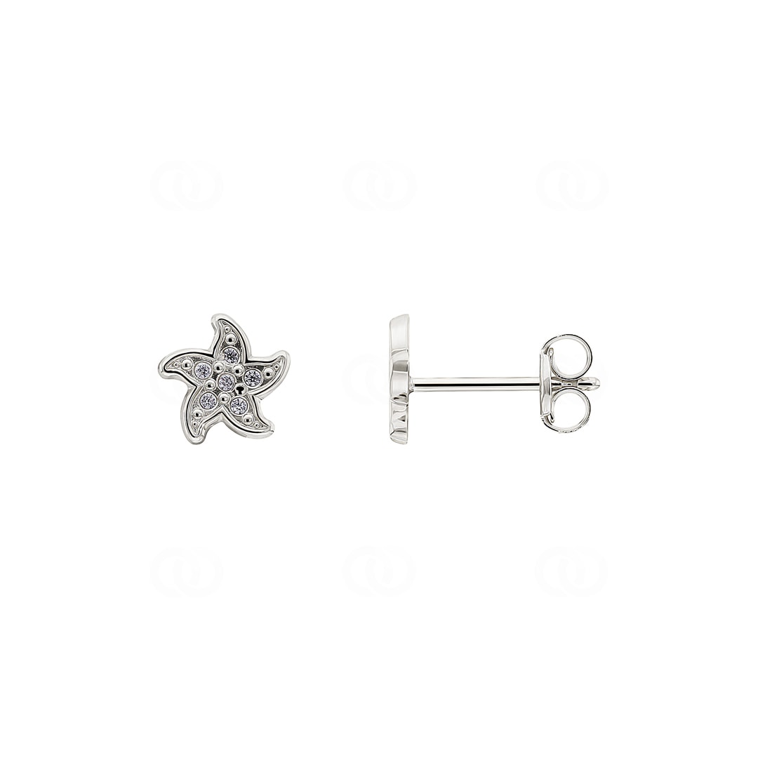 Ohrstecker 750/18 K Weissgold Seestern mit Zirkonia