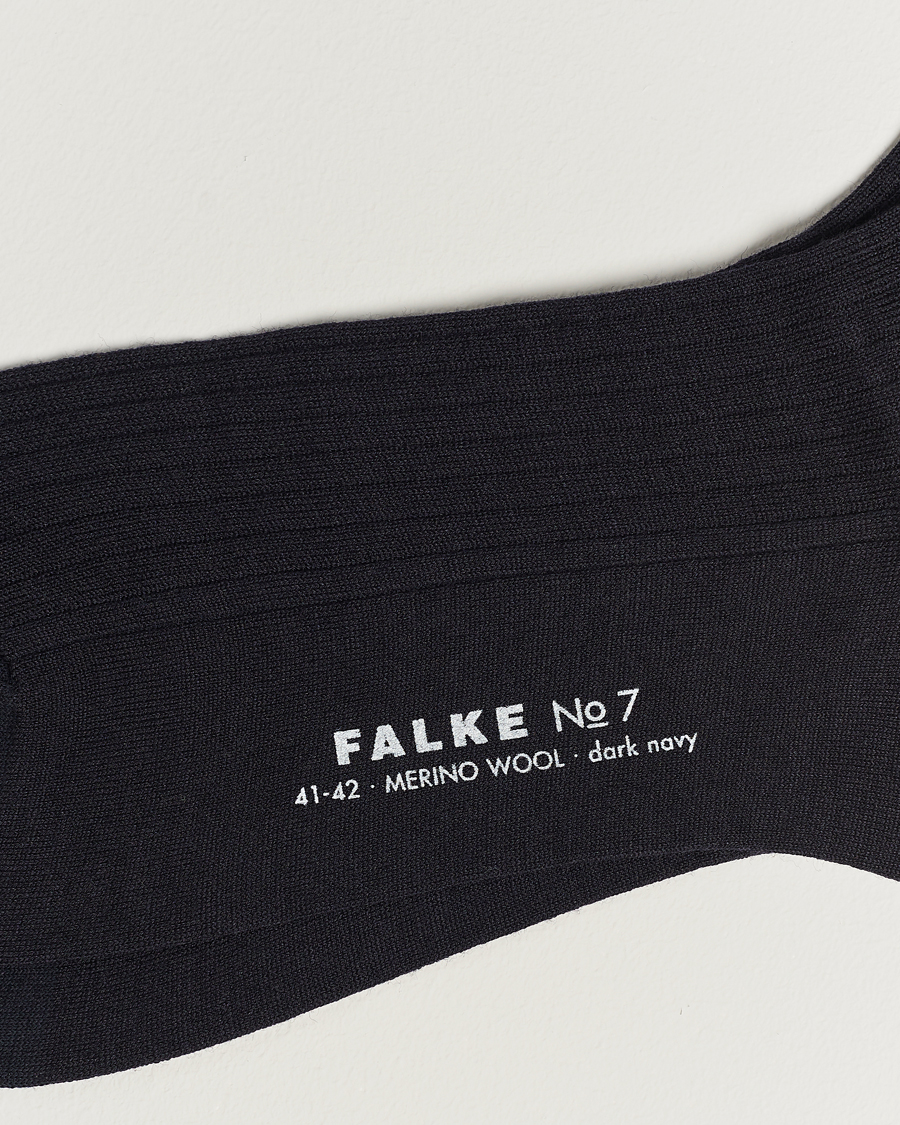 Falke No. 7 Finest Merino Ribbed Socks Dark Navy