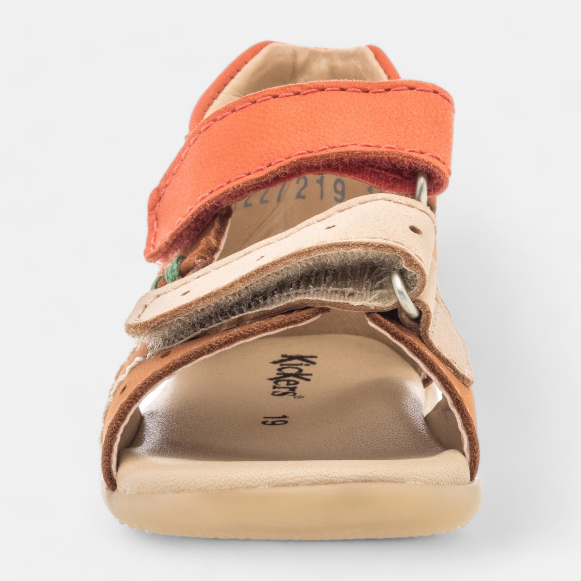 Nu-pieds Bébé garçon en cuir cognac