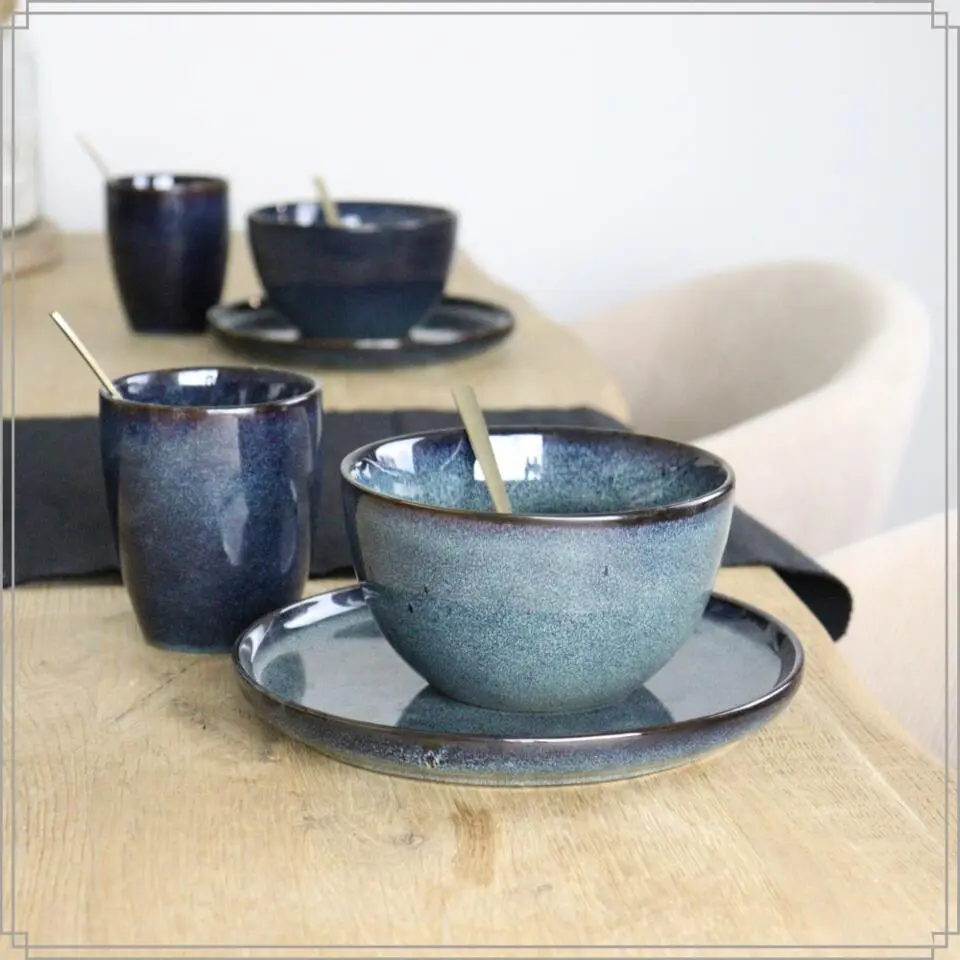 OTIX Koffiekopjes met Oor Set van 12 Koffietassen Theemok 350ml EBONY