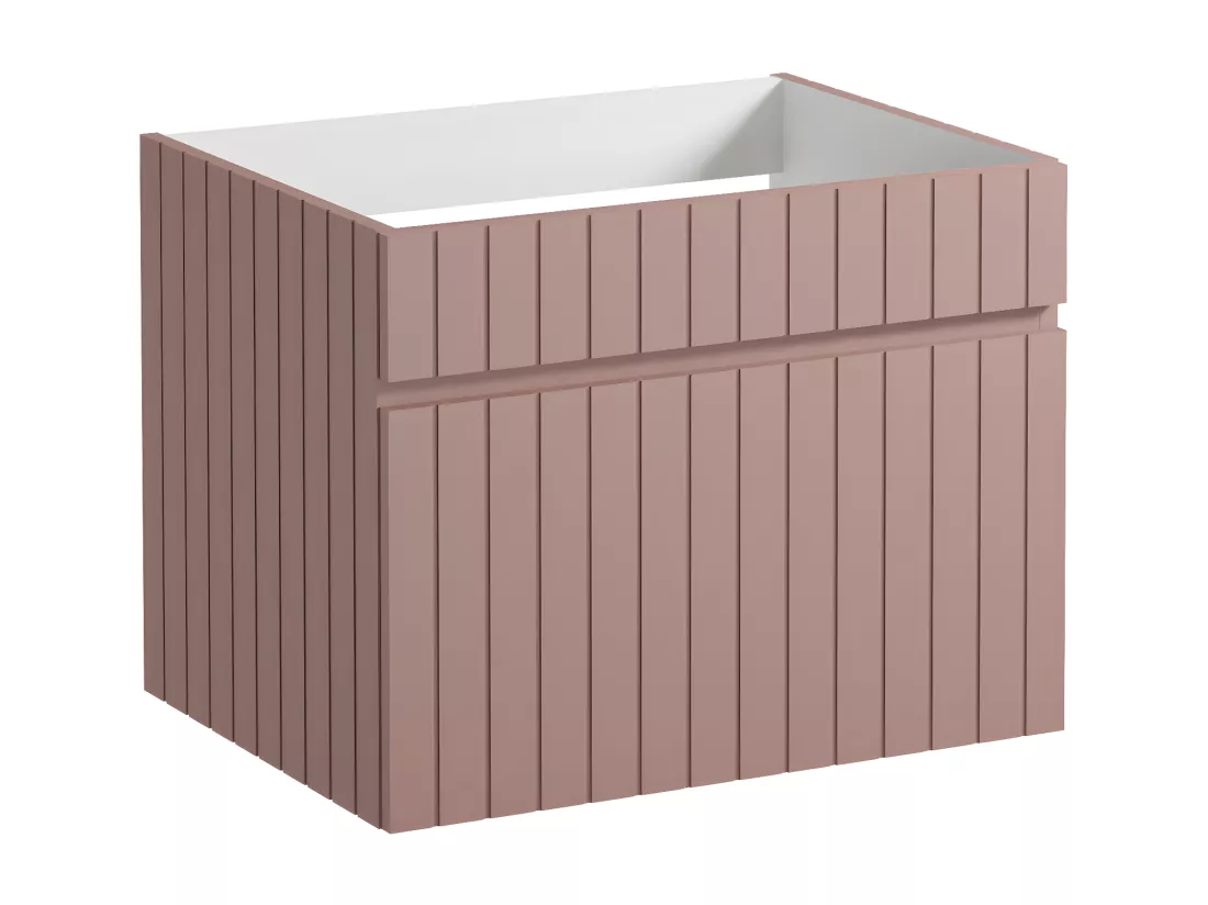 Meuble sous vasque suspendu strié rose - 60 cm - SATARA