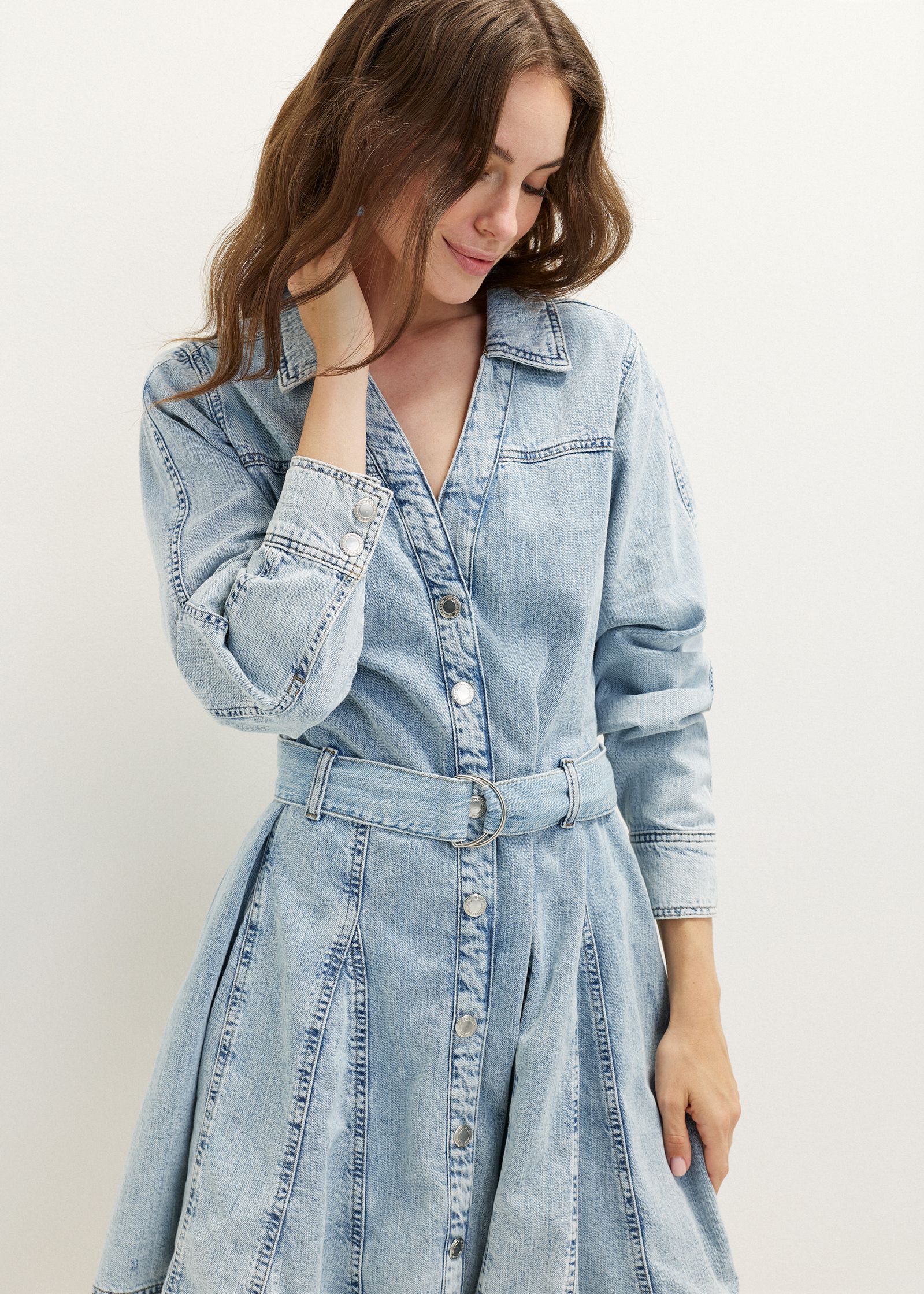 Denim mini jurk met riem