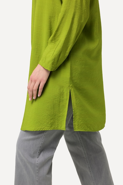 Longbluse, A-Linie, Hemdkragen, Langarm