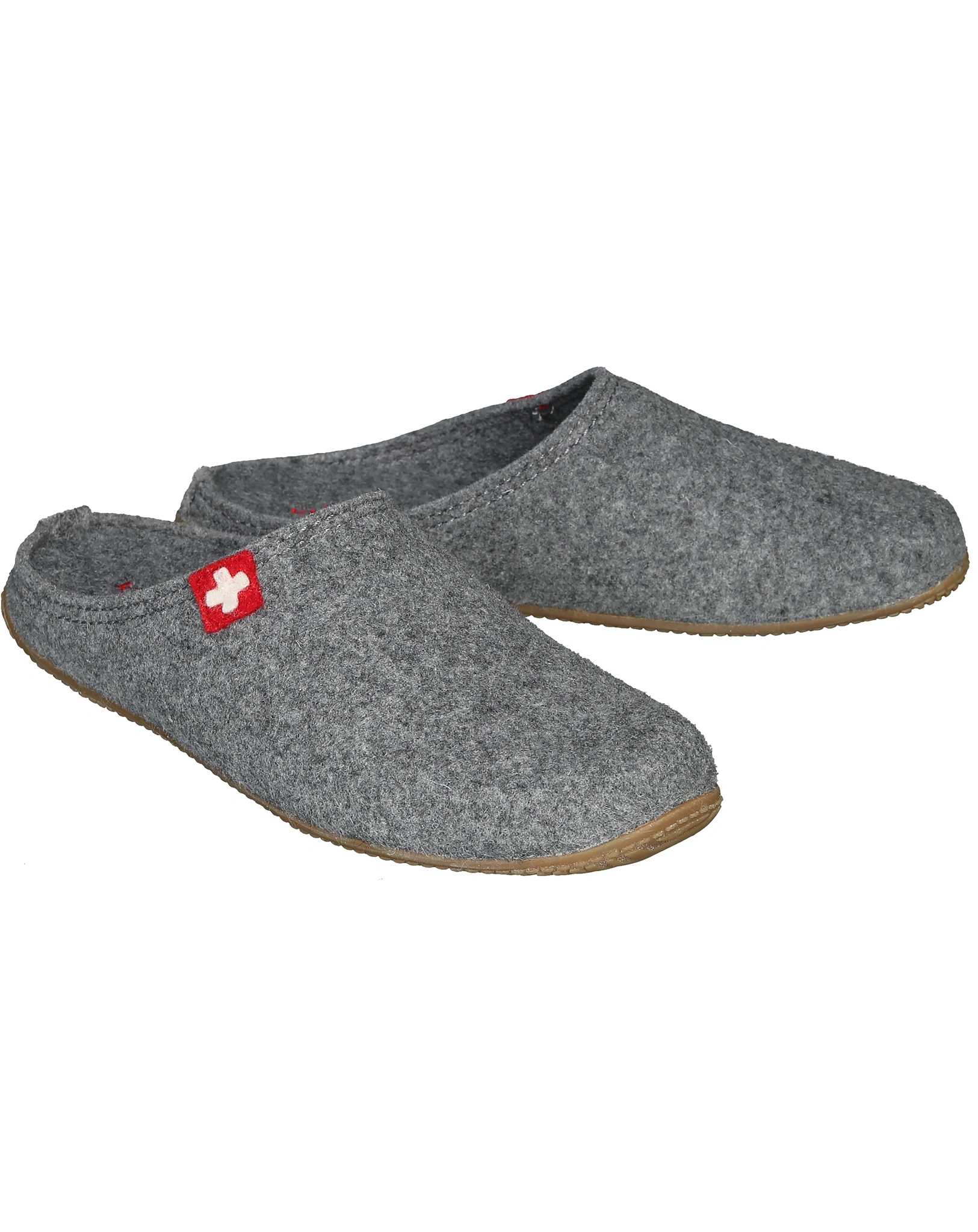 Filzpantoffel SCHWEIZER KREUZ in grau