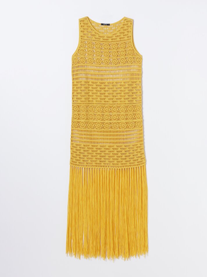 Vestido longo vazado - Amarelo Médio