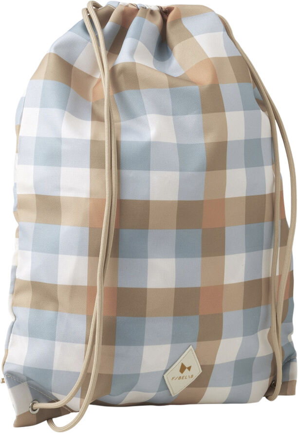 Fabelab String Bag - Cottage Blue - Checks Multi print