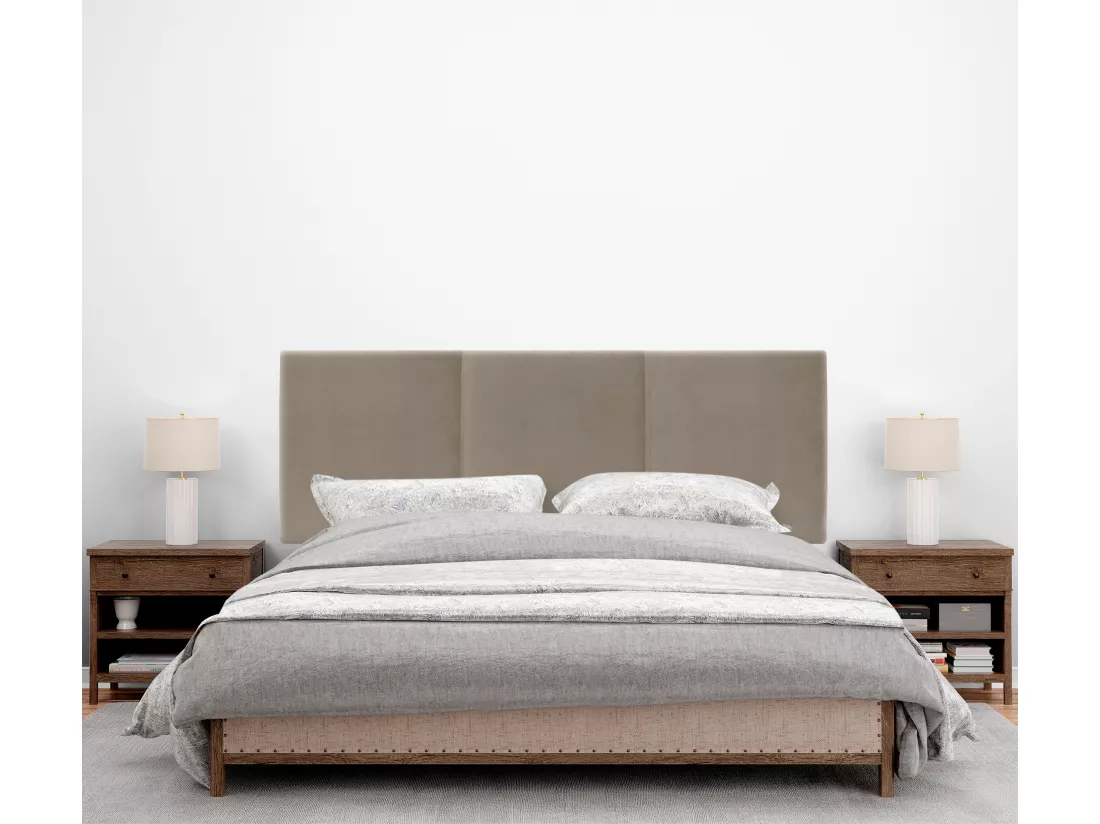 DHOME Tête de lit en velours lisse avec trois panneaux 145x105cm avec pieds Lits 135/140 - Beig