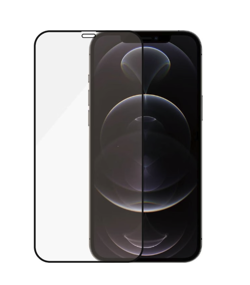 iPhone 12 / iPhone 12 Pro Antibakterielle Panzer Glas Displayschutz Case Friendly mit Rahmen (2711) - Schwarz
