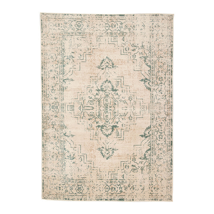 Vintage vloerkleed - Spring Ethnic Creme/Groen | Bohemian