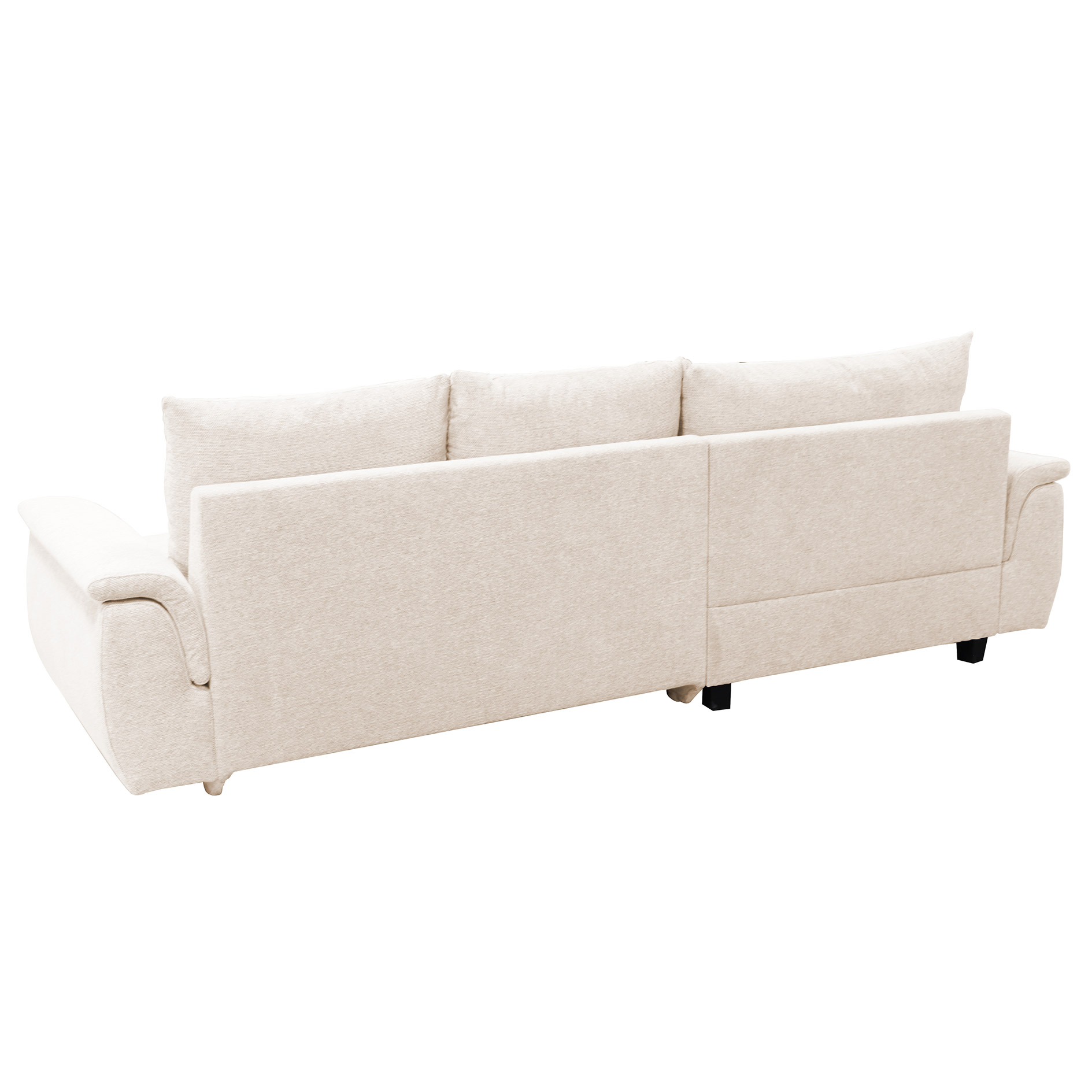 Ecksofa - cream - mit Liegefunktion - Staukasten links