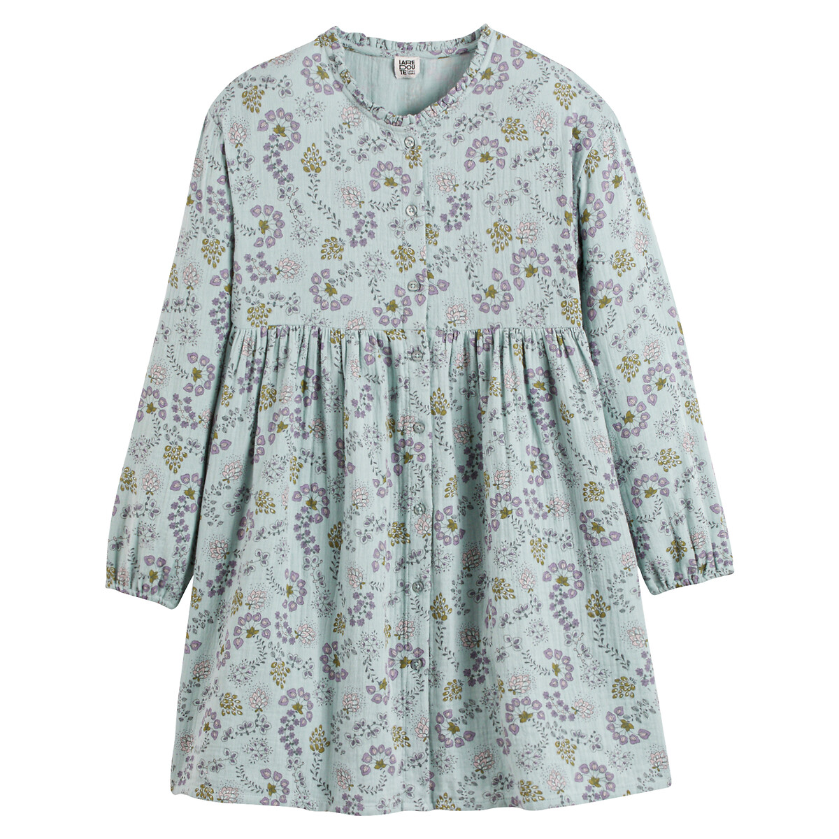 COLEÇÕES LA REDOUTE<br>Vestido com botões em tecido tetra com estampa floral