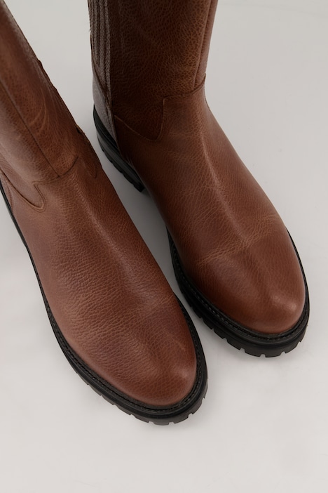 Lederstiefel, 3XL-Schaft, Prägung, Reißverschluss
