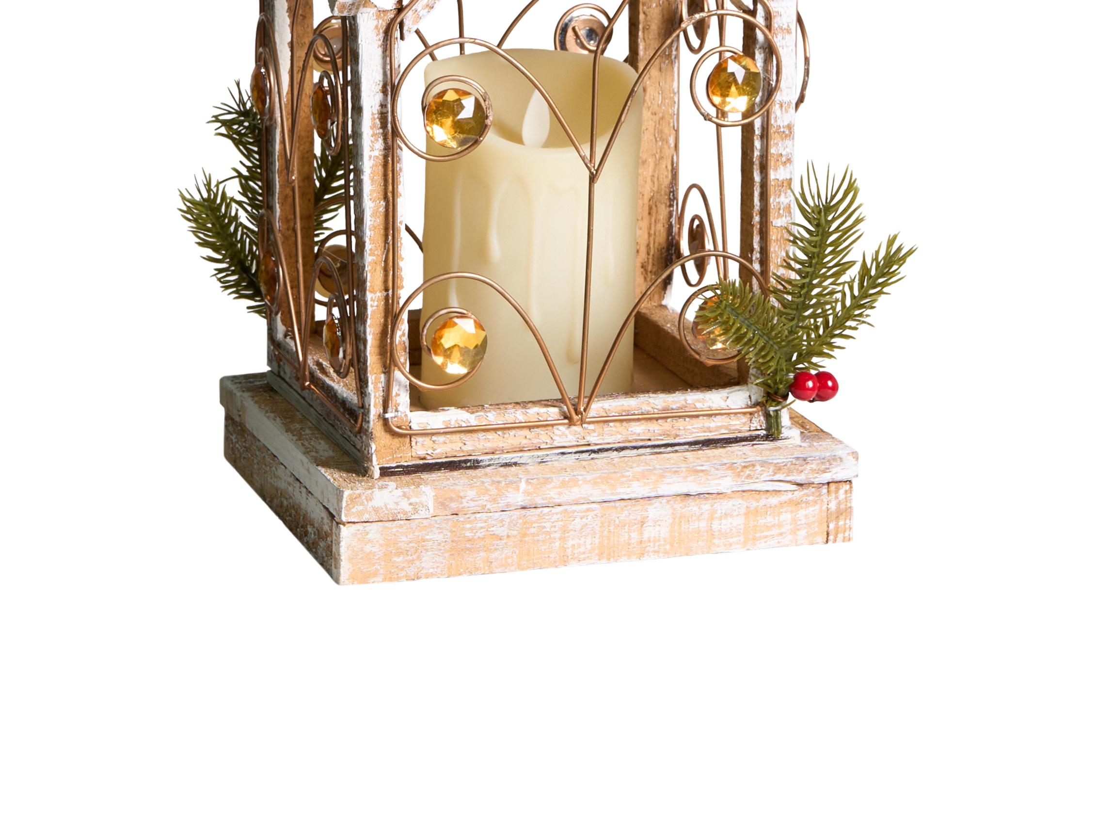 LED lantaarn SYVANSI Kerstpatroon 46 cm Lichtbruin