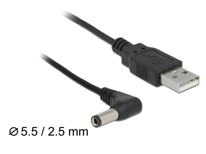 Delock USB-Stromkabel Hohlstecker 5.5/2.5mm USB A - Spezial Delock USB Stromkabel zu DC 5,5 x 2,5 mm Stecker 90° 1,5 m