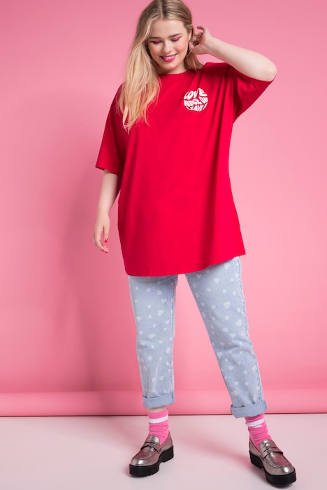 Oversize-Shirt, Writing-Prints, Rundhals, Halbarm