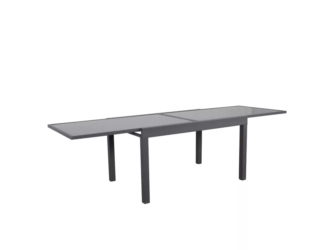 Table de jardin extensible aluminium 270cm + 8 fauteuils empilables textilène anthracite gris - LIO 8