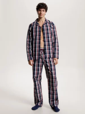 Conjunto de pijama de manga comprida com cós listrado global