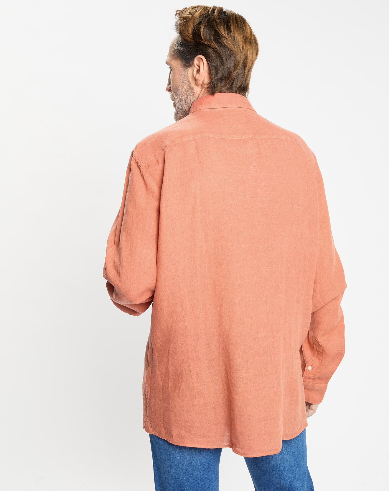 Hackett London Chemise 100% Lin Slim Fit orange moyen