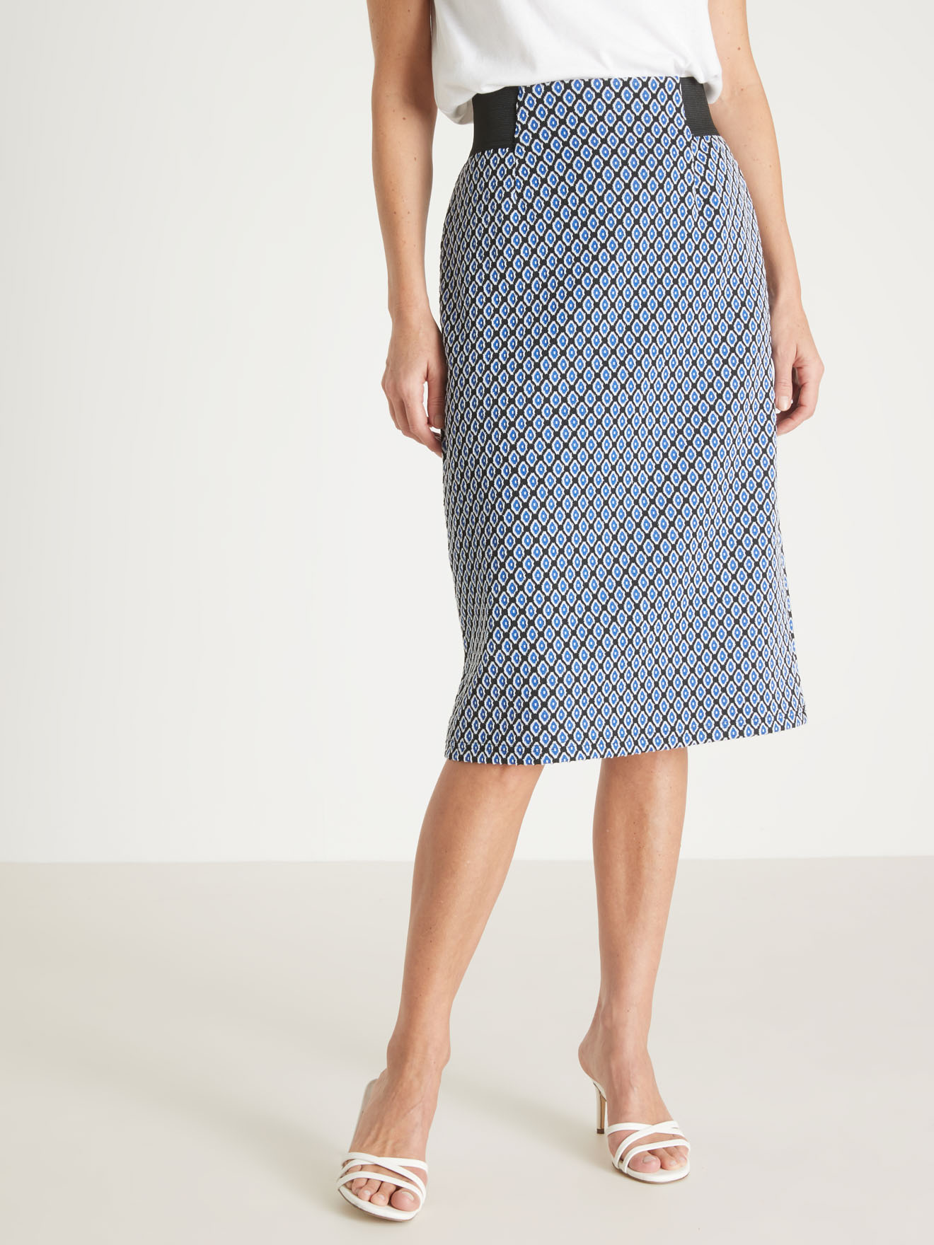 Jupe droite maille milano jacquard